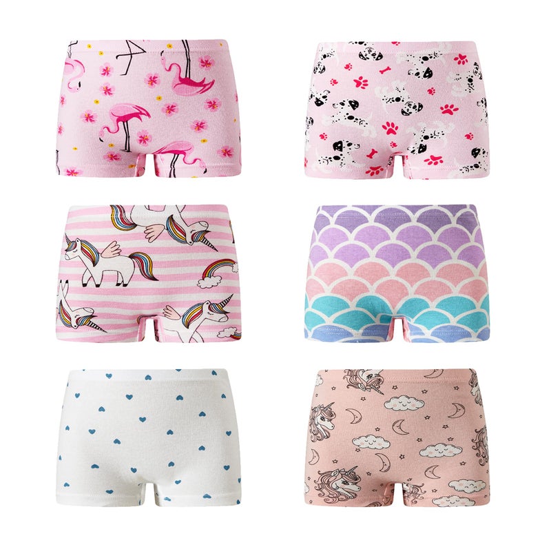 Barara King Girls Undies Cotton Panties Little Soft Underwear Boyshort Briefs (Pack of 6) Size 5 - Image 1