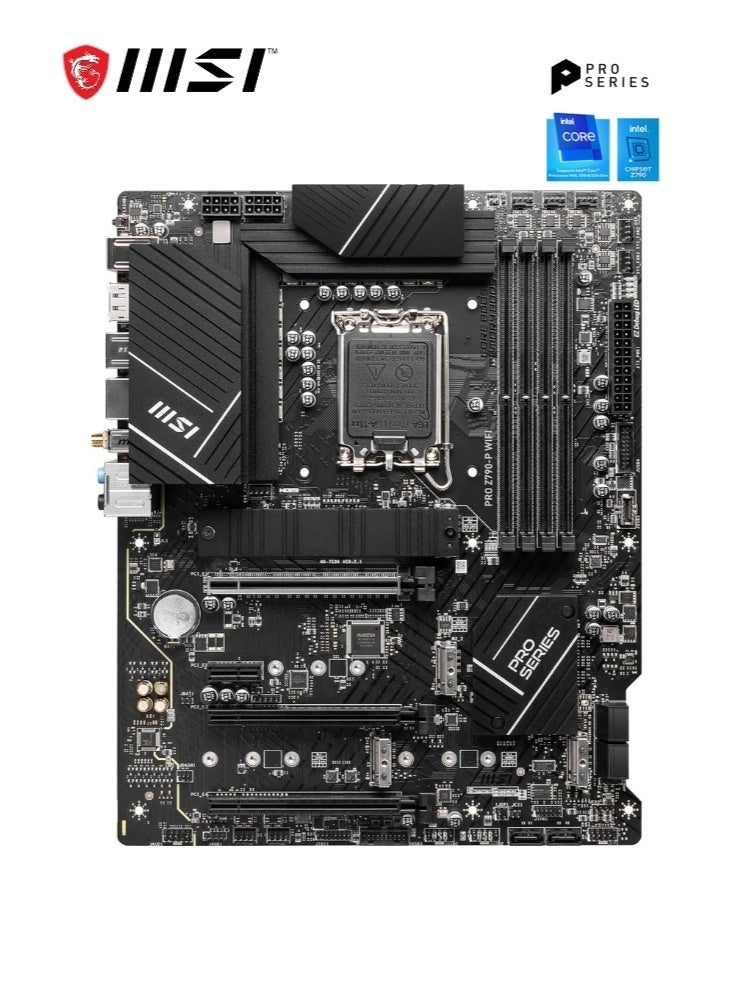 MSI PRO Z790-P WIFI | DDR5 ATX Motherboard | LGA 1700 Socket, Intel Z790 Chipset | 4x DDR5 Slots (128GB Max), Wi-Fi 6E / BT 5.2, 2.5Gbps LAN, M.2 Shield Frozr, PCIe 5.0, Lightning Gen5, 14+2 Duet Rail VRM, USB 3.2 Gen 2x2, Enhanced Audio, Multi-Layer PCB, Dual PCIe M.2 Slots, Enhanced Thermal Design | 911-7E06-091 - Image 2