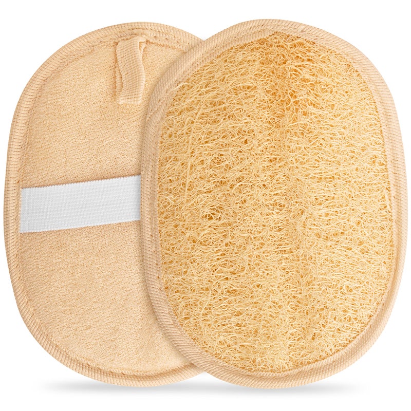 CraftsOfEgypt Egyptian Natural Loofah Pad Exfoliating Body Scrubber - Vegan Double Sided Luffa Sponges Deep Clean Your Body, Face & Back While an Exfoliating Washcloth Side Removes Oils - 6.9 x 4.7 Inches, 2 Pack