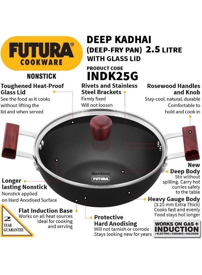 Hawkins هوكينز فutura إن إس عميق كادهاي (قاع مسطح) مع غطاء زجاجي 2.5 لتر، 24 سم، 3.25 ملم - Image 2