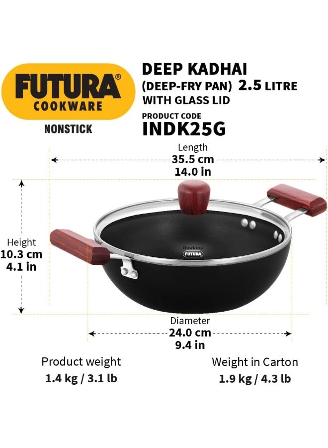 Hawkins هوكينز فutura إن إس عميق كادهاي (قاع مسطح) مع غطاء زجاجي 2.5 لتر، 24 سم، 3.25 ملم - Image 3