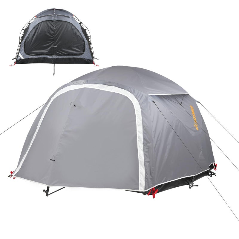 EchoSmile 3-5 Person Family Camping Tent, Waterproof Windproof Heavy Duty Dome Shelter, Easy Setup Multi-Pole Cabana with Extra Storage Room for Wet Bags & Shoes, Outdoor Hiking Travel -Gray - Image 1