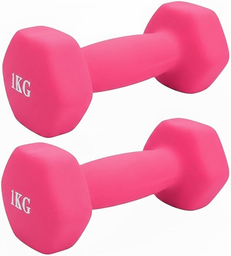 Dumbbells Set, 1KG Weight Each, Anti-Slip Matte Finish, Home Gym Exercise Equipment (Pink) - Image 3