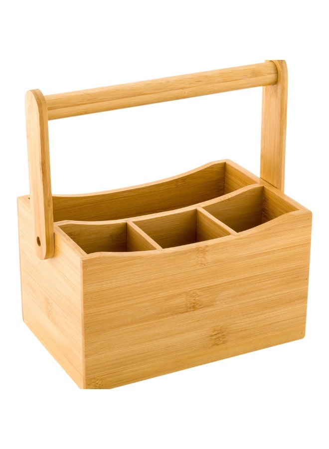 Restaurantware 8.25 x 5 x 9.25 Inch Silverware Caddy With Napkin Holder, 1 Durable Outdoor Utensil Holder - Built-In Handle, 4 Slots, Bamboo Picnic Silverware Holder, For Knives, Forks, And Spoons, - Image 1