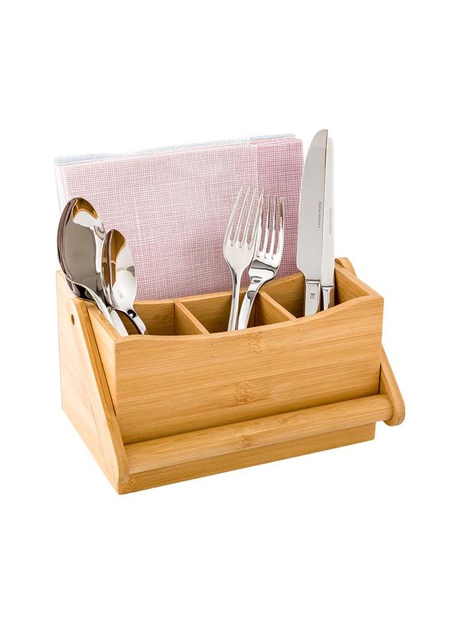 Restaurantware 8.25 x 5 x 9.25 Inch Silverware Caddy With Napkin Holder, 1 Durable Outdoor Utensil Holder - Built-In Handle, 4 Slots, Bamboo Picnic Silverware Holder, For Knives, Forks, And Spoons, - Image 4