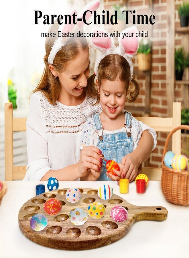 Hilislog Acacia Wood Deviled Egg Platter Round Tray for Devilled Eggs Container Countertop Kitchen Easter Gift Cheese Charcuterie Board Wooden Serving Dish Large Egg Holder Hosting Essentials Devil Egg Plate - Image 2