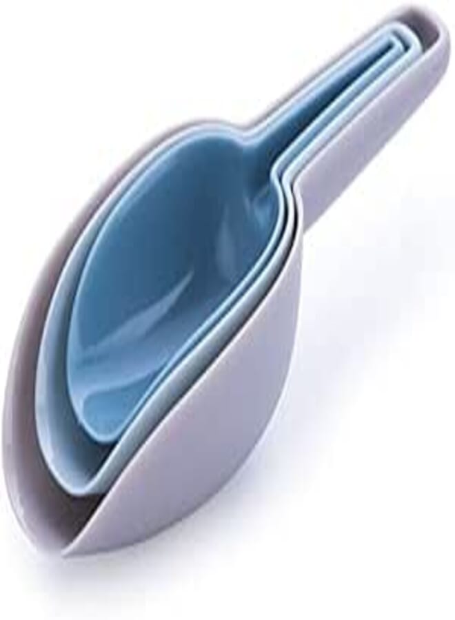 دونغ مجموعة مغارف بلاستيكية من دونغز، 3 مغارف متعددة الاستخدامات للمطبخ، ومخزن المؤن، ومغرفة للدقيق، ومغرفة للحلوى، ومغرفة للطعام الجاف، ومغرفة لطعام الحيوانات الأليفة، ومغرفة للمشروبات، ومجرفة بلاستيكية قابلة للتكديس