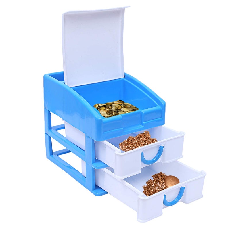 Kuber Industries Kuber Industries Plastic 2 Pieces Three Layer Drawer Storage Cabinet Box Blue YellowCTKTC25134  - Image 3