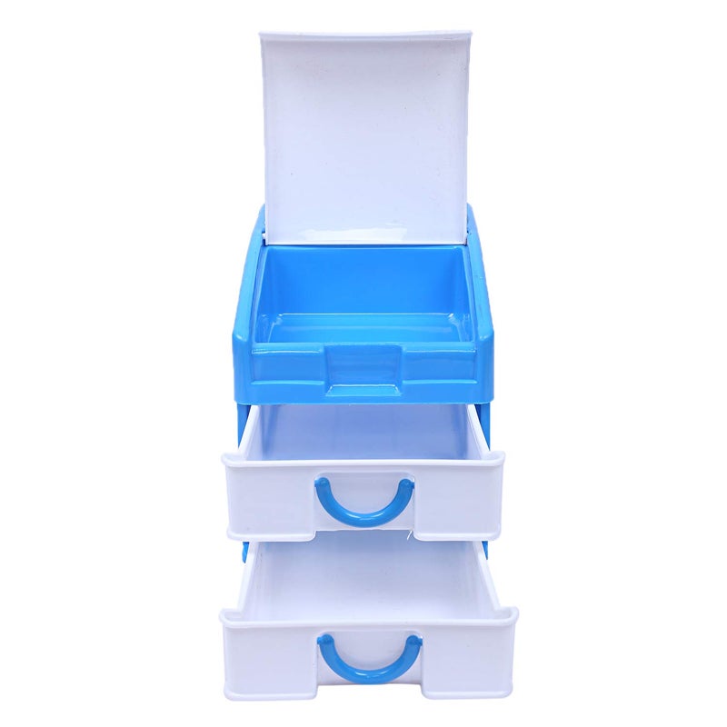 Kuber Industries Kuber Industries Plastic 2 Pieces Three Layer Drawer Storage Cabinet Box Blue YellowCTKTC25134  - Image 5