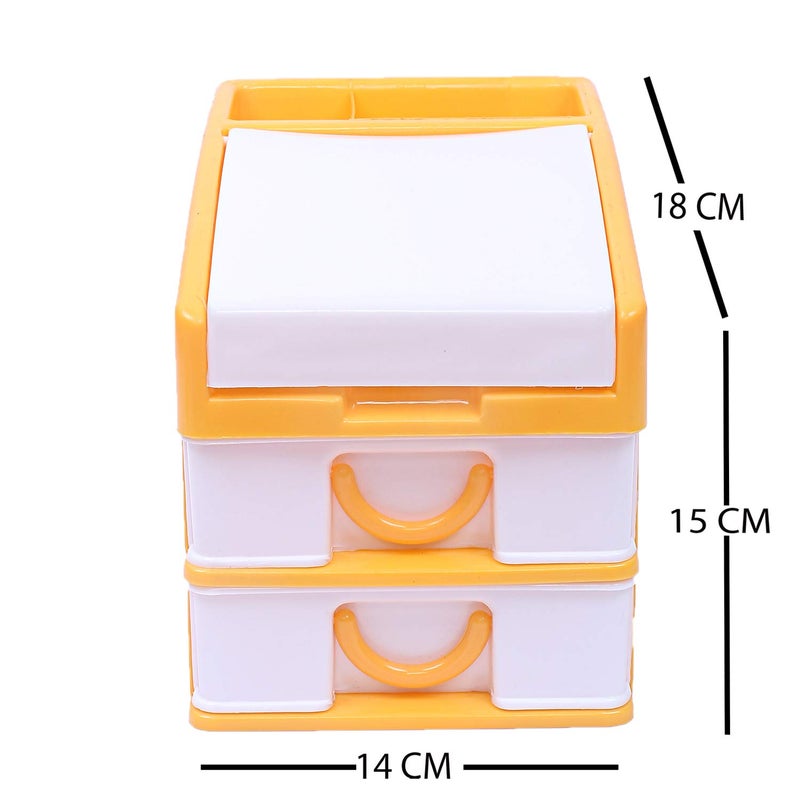 Kuber Industries Kuber Industries Plastic 2 Pieces Three Layer Drawer Storage Cabinet Box Blue YellowCTKTC25134  - Image 2