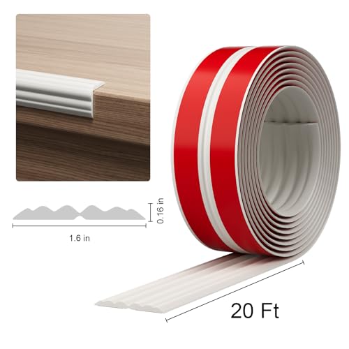 Elvone Wall Corner Protector & Edge Guard, Peel and Stick Wall Trim Moulding Inside & Outside Corner Molding Trim Caulk Strip, Self Adhesive Trim for Wall Edge,Ceiling, Countertop, 1.6” W x20’ L，White - Image 2