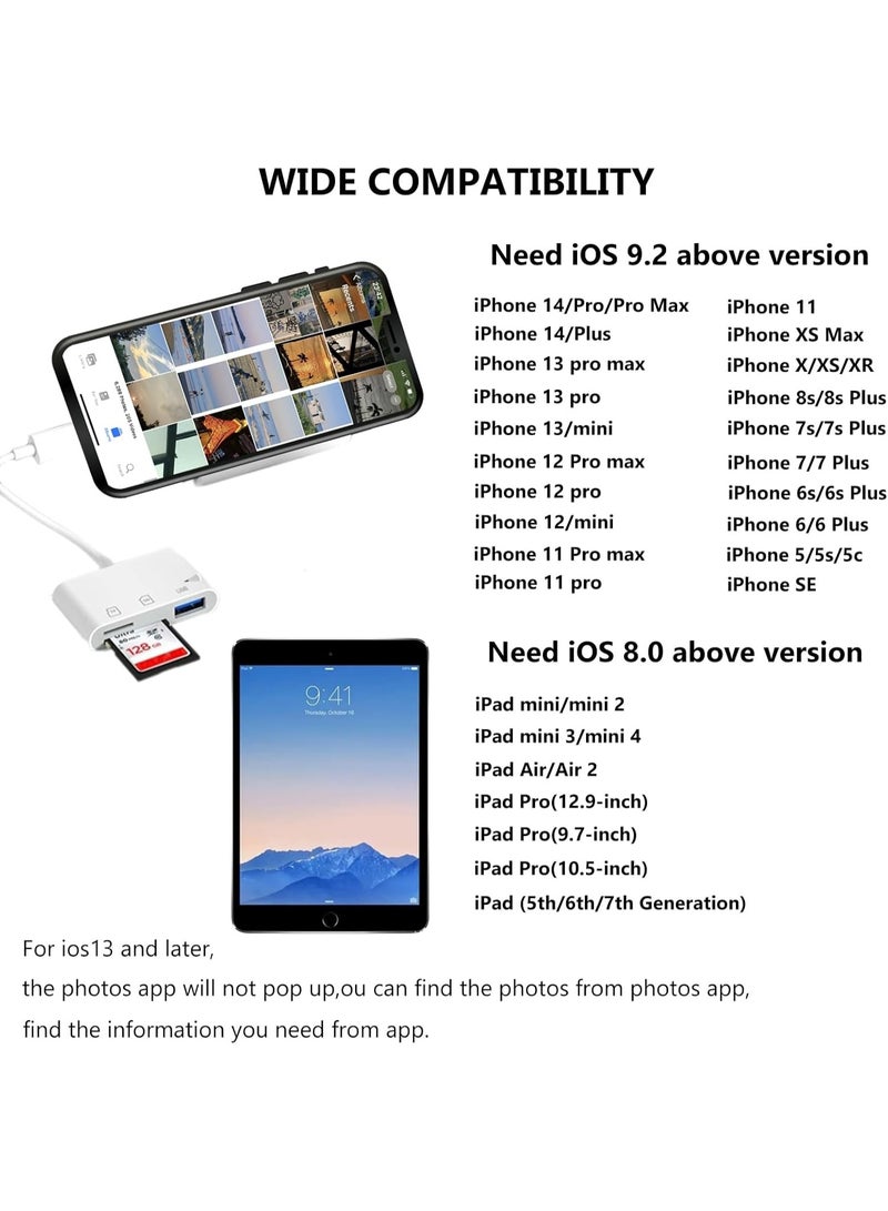 محول لايتنينج 3 في 1 لأجهزة آيفون وآيباد – قارئ بطاقات SD وMicro SD مع منفذ USB OTG لنقل الصور والفيديو - Image 3