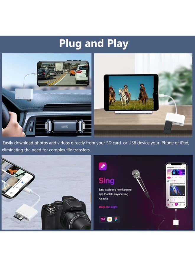 محول لايتنينج 3 في 1 لأجهزة آيفون وآيباد – قارئ بطاقات SD وMicro SD مع منفذ USB OTG لنقل الصور والفيديو - Image 5