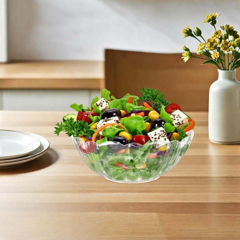 Lotus-shaped Acrylic Fruit Salad Bowl 22cm Diameter Unique Creative Dessert and Buffet Serving Bowl for Kitchen Counter and Party Use - Image 5