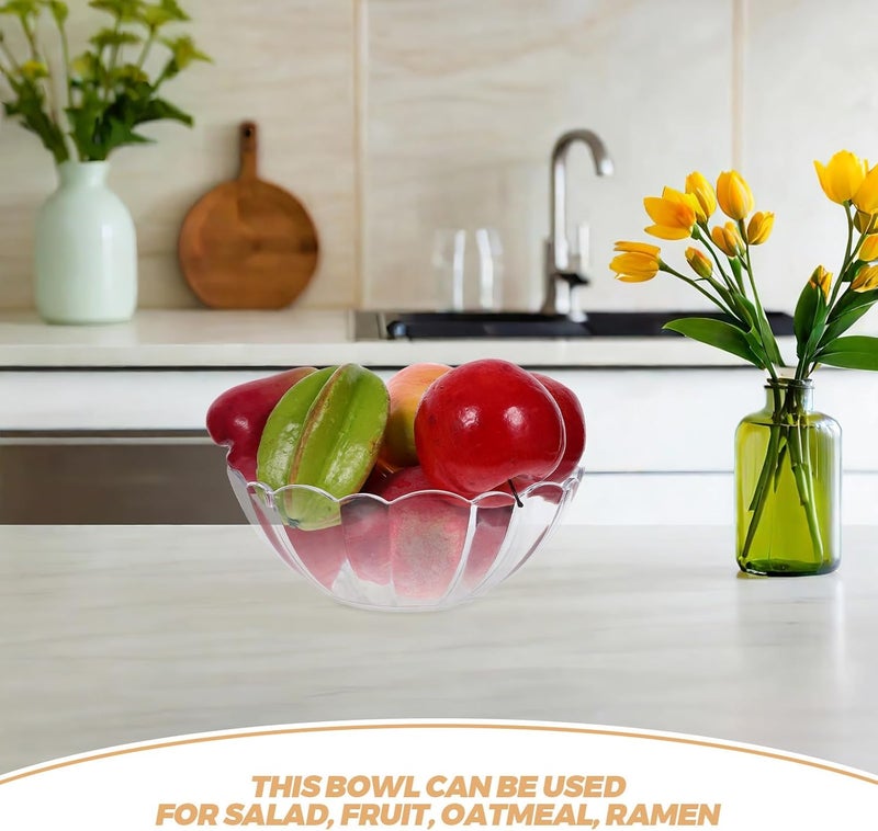 Lotus-shaped Acrylic Fruit Salad Bowl 22cm Diameter Unique Creative Dessert and Buffet Serving Bowl for Kitchen Counter and Party Use - Image 3