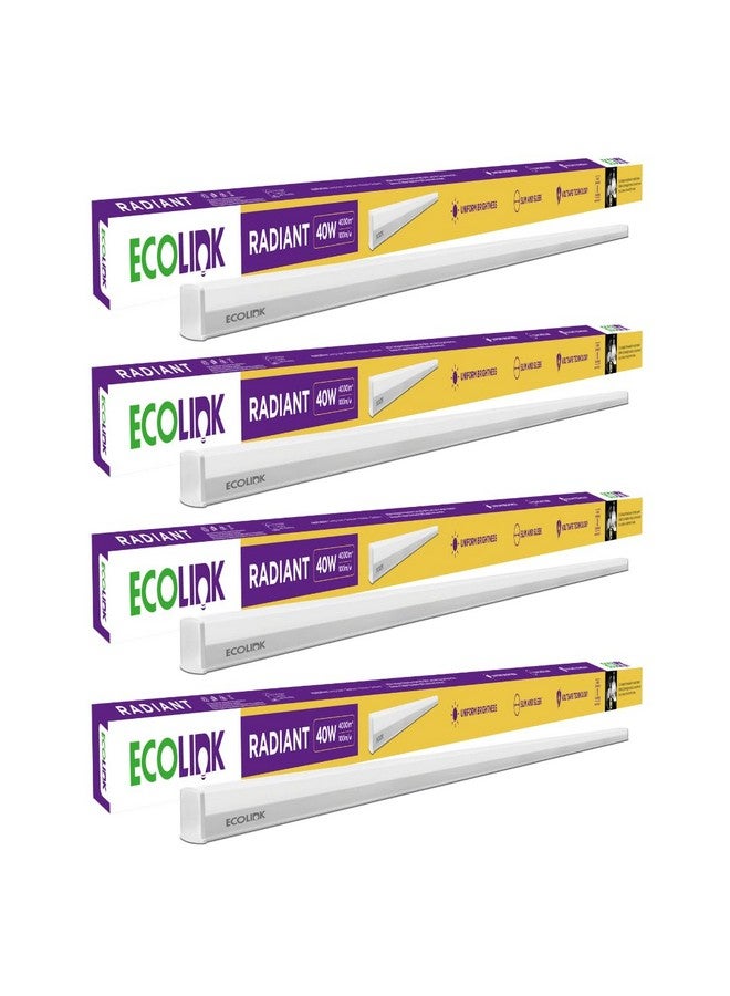 ECOLINK إيكولينك 40 واط LED باتن/ضوء أنبوبى | ضوء LED مضغوط 4 أقدام لغرفة المعيشة وغرفة النوم | ضوء نهاري بارد، عبوة من 4 - Image 1
