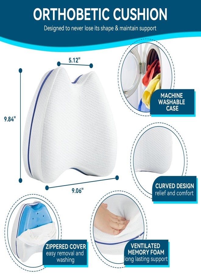 QISHFEN Knee Pillow for Side Sleepers Hip Pain Memory Foam - Leg Pillow for Side Sleeping Back, Sciatica, Knee Pain Relief - Side Sleeper Pillows with Washable Cover (1 Pack) - Image 2