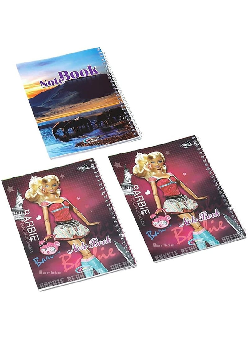 مجموعة من 3 دفاتر عربية حلزونية 60 ورقة مسطرة لكل دفتر 29.7 * 21 سم - متعددة الالوان - Image 1