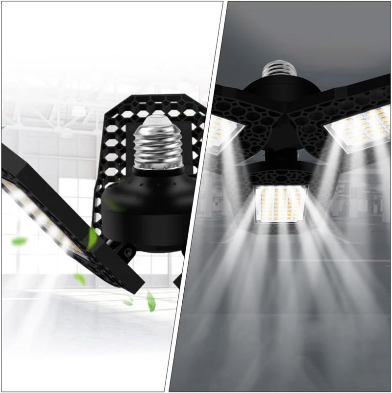LED Folding Garage Ceiling Light 80w Deformable Mining Lamp with Three-Leaf Panels High Brightness Warehouse Work Fixture - Image 5
