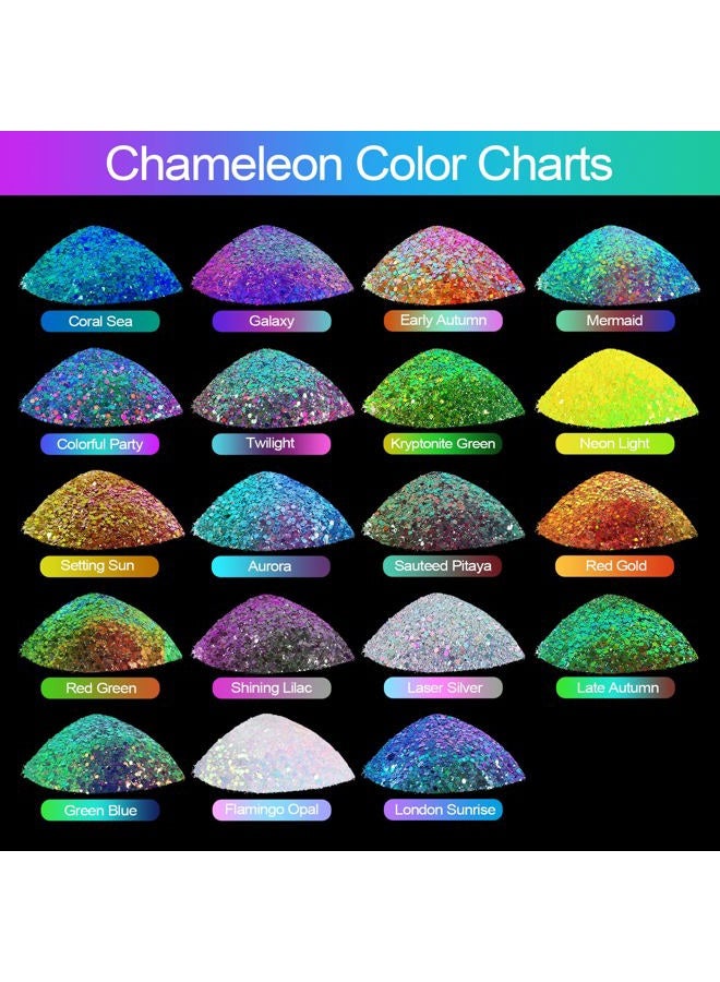 Renfio Chameleon Chunky Glitter, Mixed Fine Powder Color Shift 1.75 Oz (50g) PET Flake Hexagon Purple Copper Green Glitters Sequin Resin Pigment Chip Dust for Slime Painting Craft Hair Nail - Mermaid - Image 3