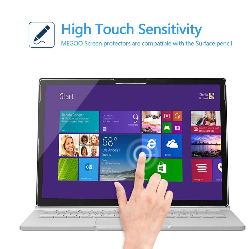Megoo [2 Pack] Screen Protector for Surface Book 3/2/1 (13.5 Inch),Tempered Glass/Easy Installation/Scratch resistant, Compatible with Microsoft Surface Pen - Image 4