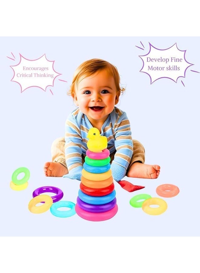 لعبة الحلقات الملونة للتكديس - Rainbow Stacking Ring - Image 2