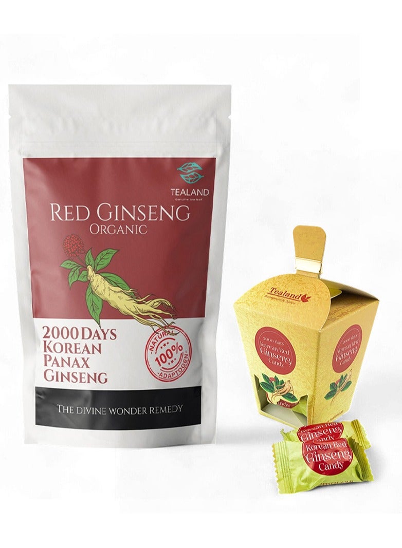 تيلاند شاي الجينسنغ الأحمر العضوي 2000 يوم باناكس كوري 100 جرام مع 10 قطع من الحلوى - Image 1
