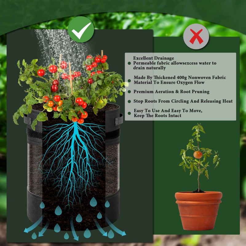 UJG 3 Pack 10 Gallon 360Â° Visibility Potato Grow Bags with Shading Flap, Plant Grow Bags for Growing Potatoes Heavy Duty Thickened Nonwoven Fabric Gardening Vegetable Growing Bags with Harvest Window - Image 3