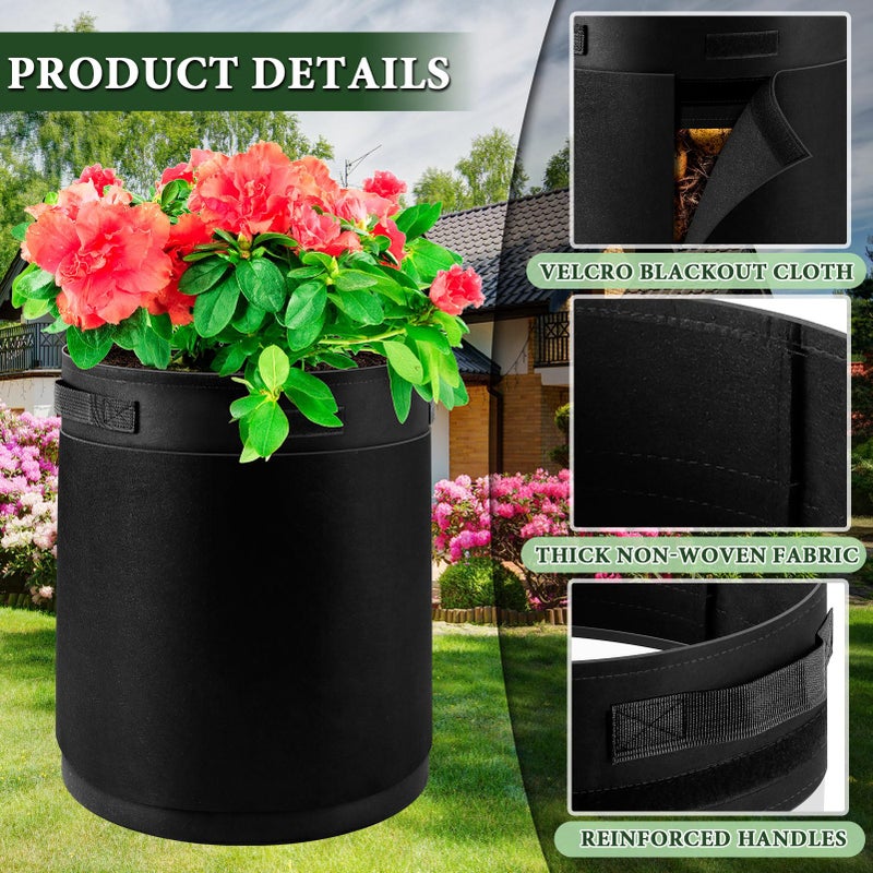 UJG 3 Pack 10 Gallon 360Â° Visibility Potato Grow Bags with Shading Flap, Plant Grow Bags for Growing Potatoes Heavy Duty Thickened Nonwoven Fabric Gardening Vegetable Growing Bags with Harvest Window - Image 4