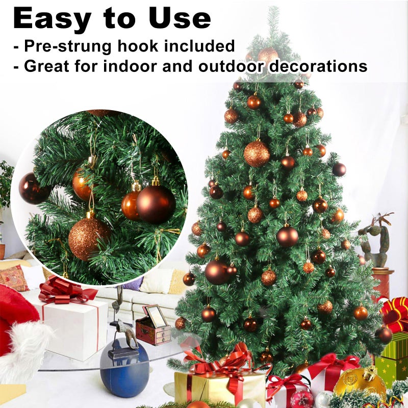 GameXcel Bronze 2.5"" Christmas Balls Christmas Tree Decoration Ornaments Shatterproof Hanging Balls for Birthday Halloween Holiday Wedding Decorations Set of 18pcs - Image 5