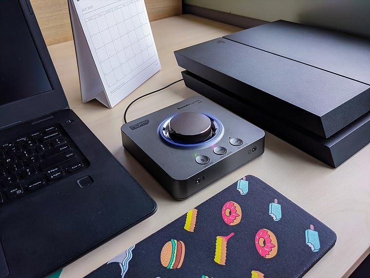 Creative كرييتف ساوند بلاستر X4 هاي-ريس 24بت/192kHz DAC و أمب خارجي عبر USB لبطاقة الصوت، سوبر X-Fi، متعدد القنوات، 7.1 محيطي منفصل، مدخل بصري، مخرج بصري، مدخل خط، مدخل ميكروفون، مدخل سماعة رأس للكمبيوتر والماك - Image 2