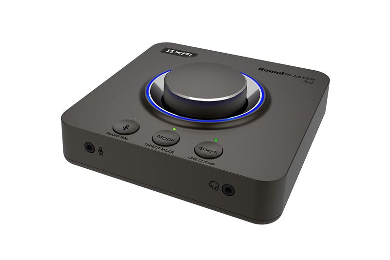 Creative كرييتف ساوند بلاستر X4 هاي-ريس 24بت/192kHz DAC و أمب خارجي عبر USB لبطاقة الصوت، سوبر X-Fi، متعدد القنوات، 7.1 محيطي منفصل، مدخل بصري، مخرج بصري، مدخل خط، مدخل ميكروفون، مدخل سماعة رأس للكمبيوتر والماك - Image 1