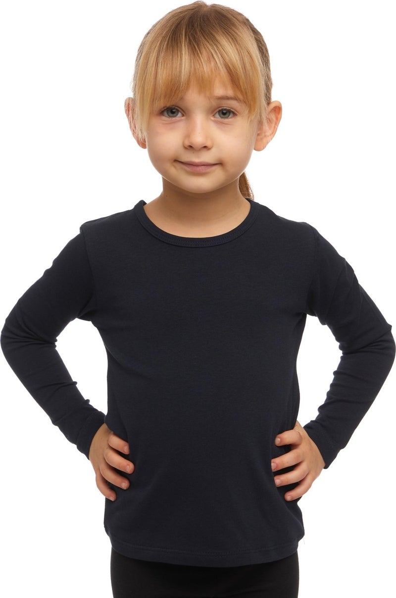 Lovetti Dark Navy Blue Basic Seasonal Lycra Long Sleeve Girls T-Shirt  - Image 1