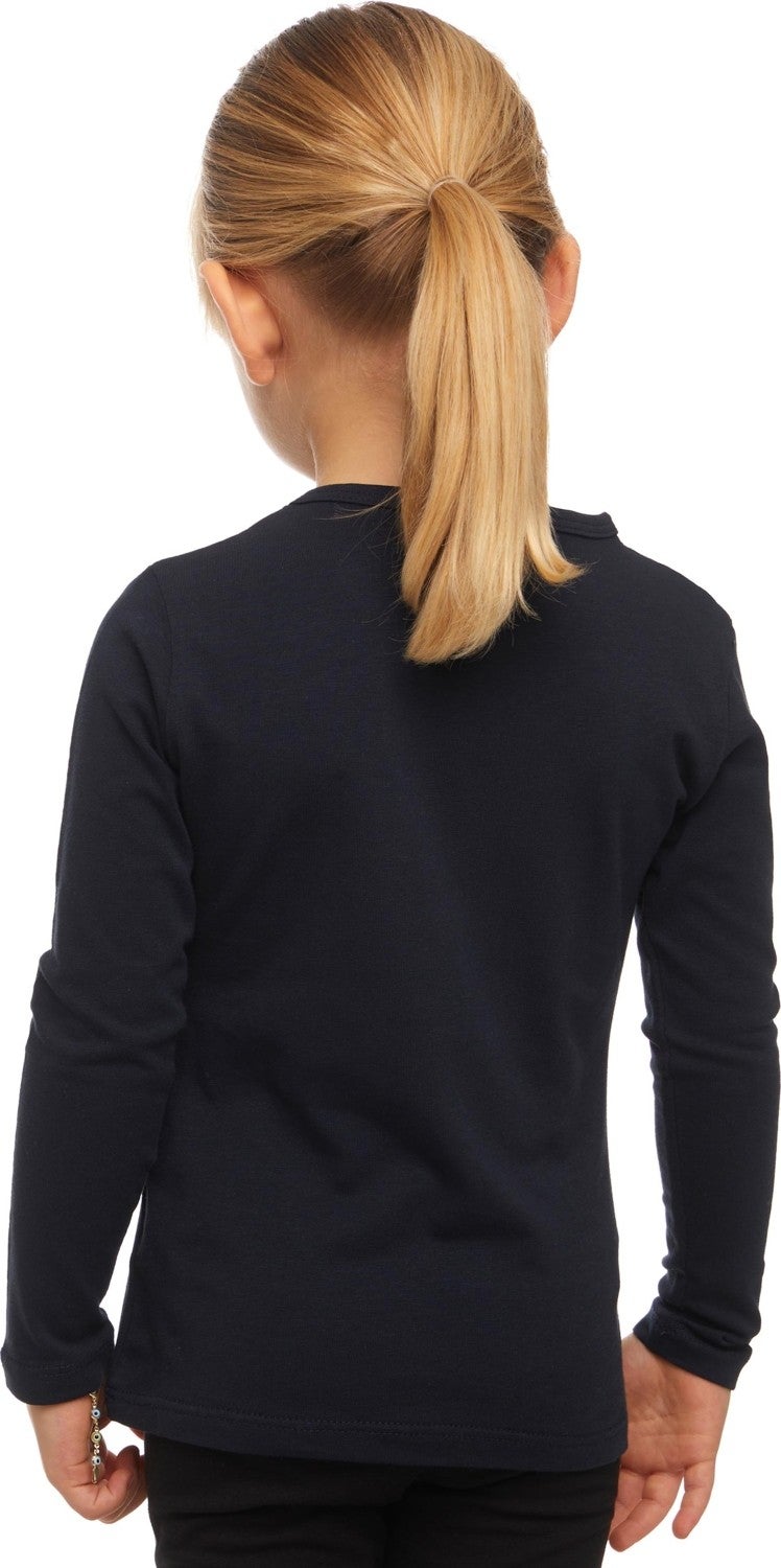 Lovetti Dark Navy Blue Basic Seasonal Lycra Long Sleeve Girls T-Shirt  - Image 4