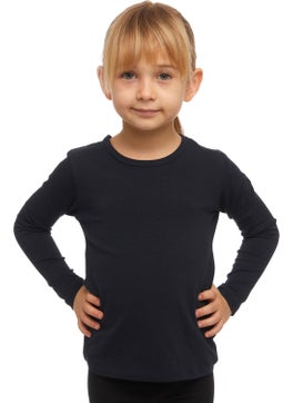 Lovetti Dark Navy Blue Basic Seasonal Lycra Long Sleeve Girls T-Shirt  - Image 4