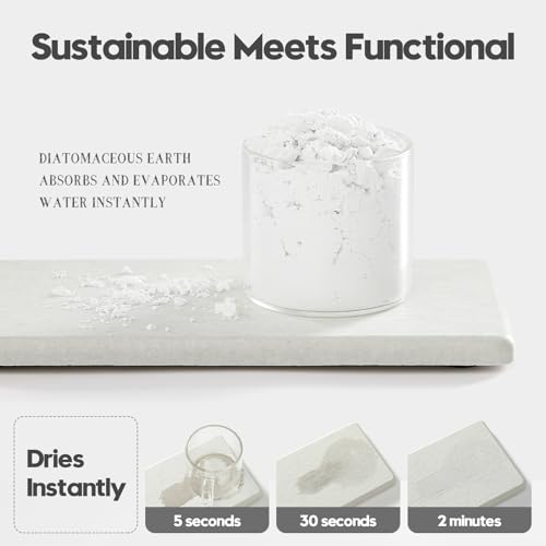 Razborci 2PCS 7"x3.5" Water Absorbing Bathroom Sink Vanity Trays, Diatomite Stone Quick Drying Mat for Kitchen Counter, Dish Rack Dispenser Sponge Holder Caddy Organizer, Beige, 7"x3.5" - Image 4