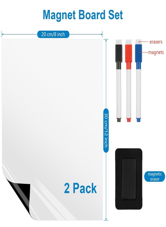 LYZZXI Magnetic Fridge White Board Paper, 8" x 12" 2 Pack Small Dry Erase Board Sheet for Organizer and Planner, Kitchen Refrigerator Whiteboard for Family to-do List, Includes Markers and Eraser - Image 5