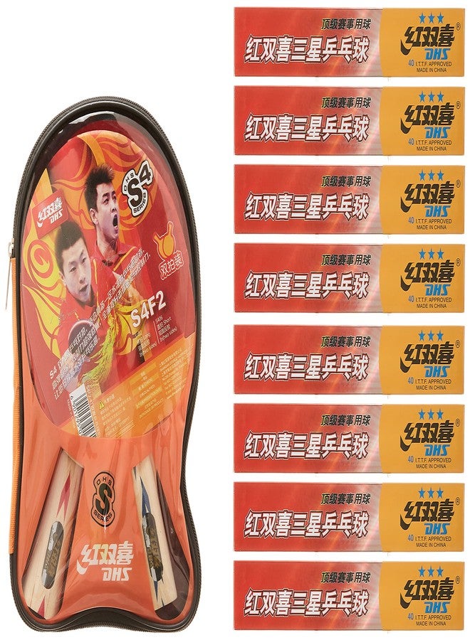 DHS Wood Tennis BatS-S4F2 with TT Ball 40MM 3 Star Orange (48 Pcs Box) (Black/Blue) TT NET409 - Image 3