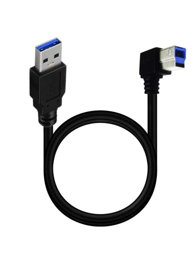 Apluynm USB 3.0 Printer Cable, USB 3.0 Type A Male to Type B Male Plug 90 Degree High Speed Printer Cable for Printer,Monitor,External Hard Drivers,Scanner - 50cm/1.5Ft (USB 3.0 A to B Down Angle) - Image 1