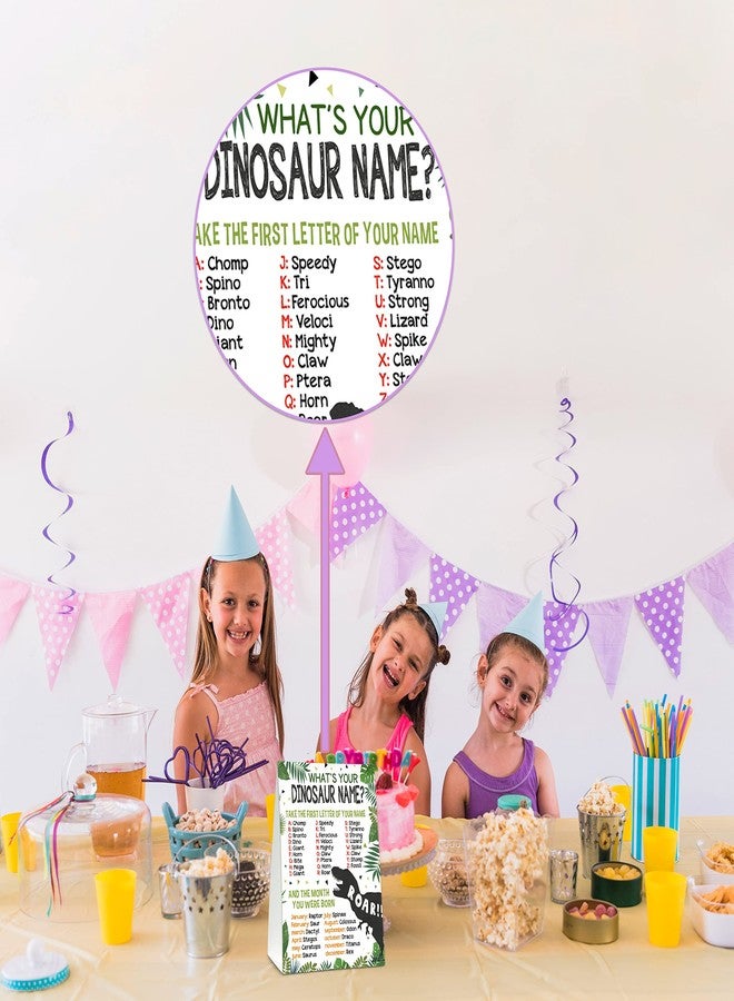 Foosproea What's Your Dinosaur Name Game - Safari Jungle Birthday Party Games for Boys - Family School Classroom Activity - 1 Standing Sign and 30 Stickers - Kids Dino Party Supplies Decorations(01) - Image 3