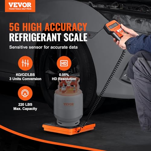 VEVOR Refrigerant Scale 220 LBS HAVC Charging Recovery Freon Scale with Wired Remote Control 5g High Precision Electronic Digital Recovery Weight Scale with Case and Dry Battery - Image 3