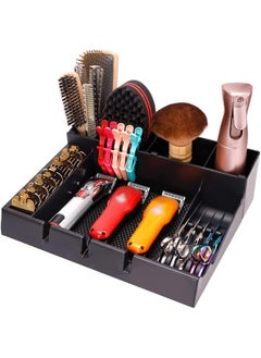 IEBARBER Stylist Tool Box Organizer ,Clipper Professional Station Salon Clippers Portable Notches with Scissors Storage Case Organizer Tray Tools Hair for Barber Keeper Trimmer Holder Haircut Razor (Black) 