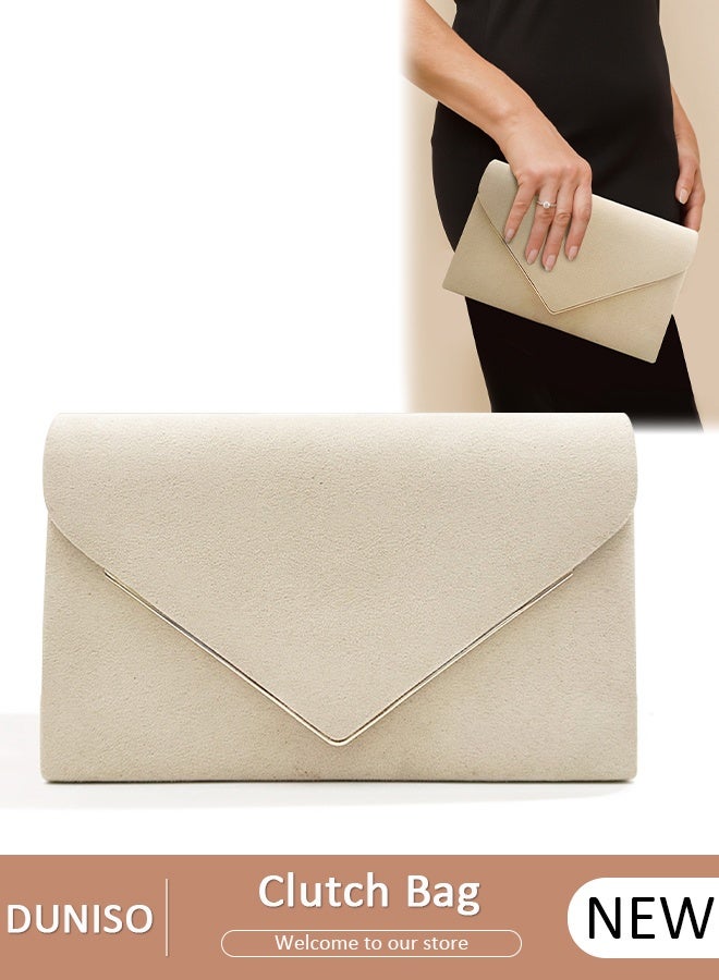 DUNISO Women Faux Suede Evening Clutch Bags Crossbody Bag Formal Party Clutches Envelope Handbag Chain Purse for Wedding Cocktail Prom Clutches - Image 1
