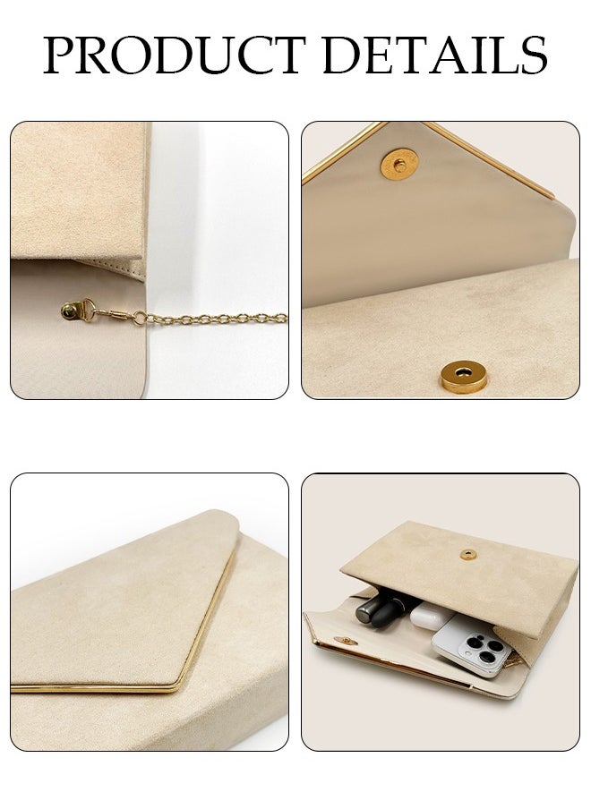 DUNISO Women Faux Suede Evening Clutch Bags Crossbody Bag Formal Party Clutches Envelope Handbag Chain Purse for Wedding Cocktail Prom Clutches  - Image 4