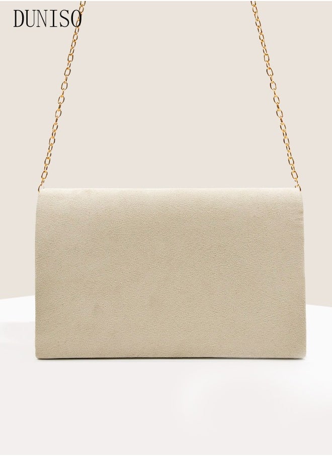 DUNISO Women Faux Suede Evening Clutch Bags Crossbody Bag Formal Party Clutches Envelope Handbag Chain Purse for Wedding Cocktail Prom Clutches  - Image 5