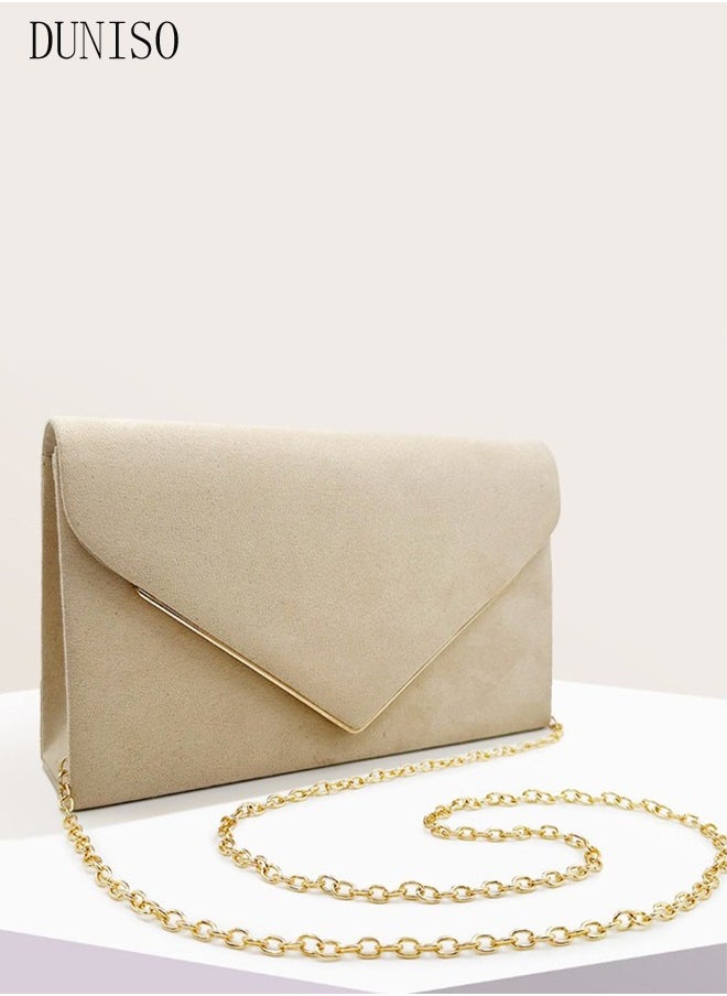 DUNISO Women Faux Suede Evening Clutch Bags Crossbody Bag Formal Party Clutches Envelope Handbag Chain Purse for Wedding Cocktail Prom Clutches  - Image 3