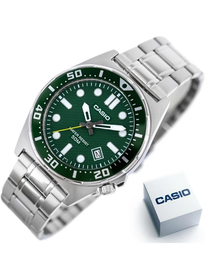 CASIO Men's Analog Display Watch With Silver Stainless Steel Strap - MTD-135D-3AVDF
