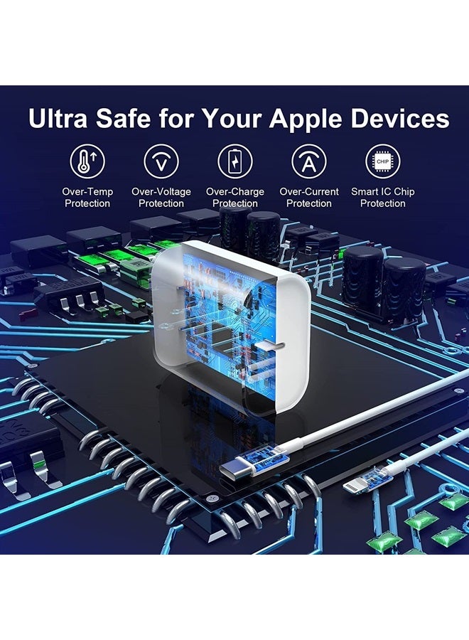 CREHAO iPhone Fast Charger, [Apple MFi Certified] 20W PD USB C Wall Charger Block Plug with 10FT Extra Long Type C to Lightning Fast Charging Data Sync Cable for iPhone 13 12 11 XS XR X 8 iPad and More - Image 4