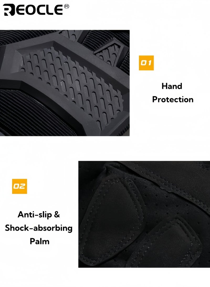 REOCLE Non-Slip Grip Thickened Gloves Windproof Touchscreen Sun Protection Breathable Perforated Design Suitable for Outdoor Cycling Driving and Climbing - Image 4