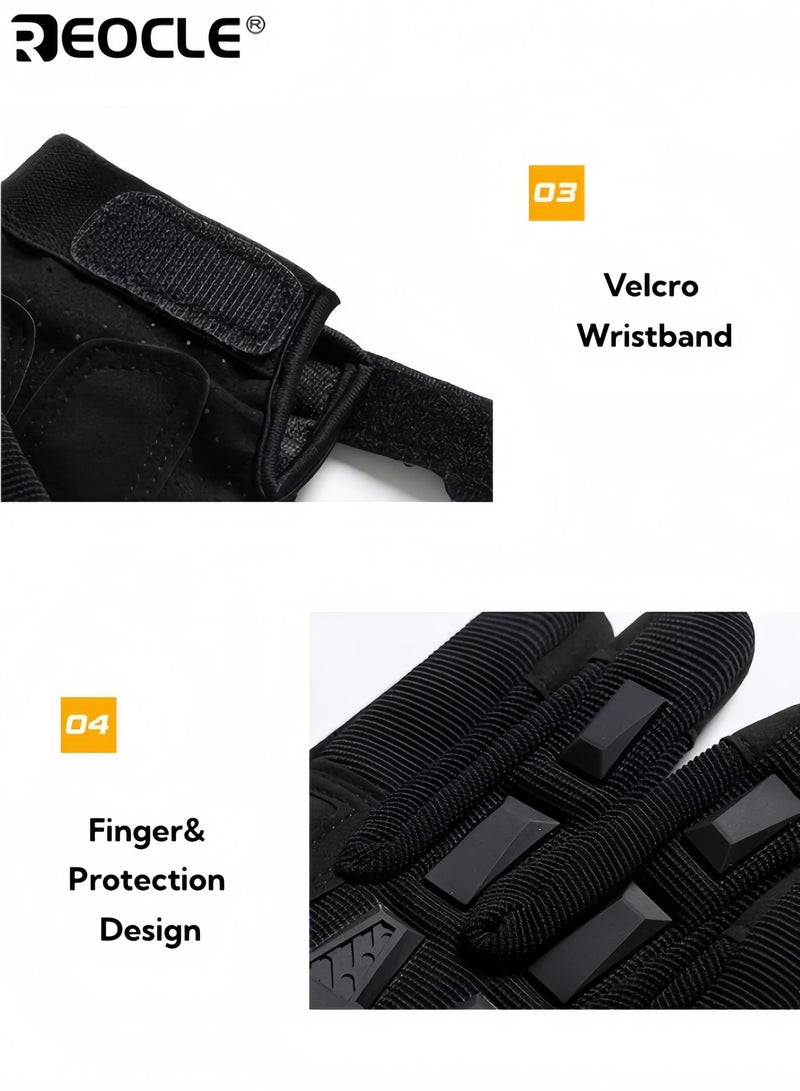 REOCLE Non-Slip Grip Thickened Gloves Windproof Touchscreen Sun Protection Breathable Perforated Design Suitable for Outdoor Cycling Driving and Climbing - Image 5